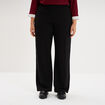 Pantalon large taille haute noir femme grande taille
