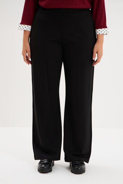 Pantalon large taille haute noir femme grande taille
