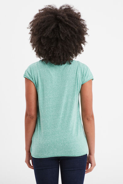 T-shirt col v poche poitrine Creeks vert clair femme