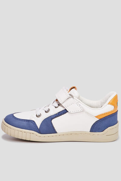 Tennis basses en cuir Kickers Windo blanc garçon