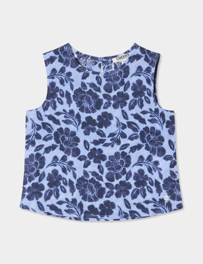 Blouse sans manches bleu fille