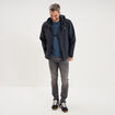 Blouson coupe-vent imperm&eacute;able &agrave; capuche bleu fonc&eacute; homme