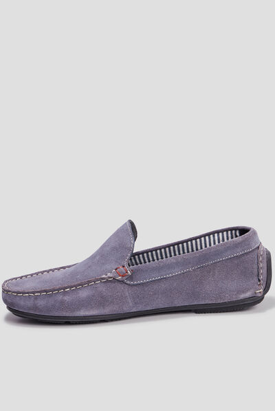 Mocassins en cuir bleu homme