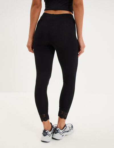 Legging 7/8&egrave;me avec dentelle noir femme