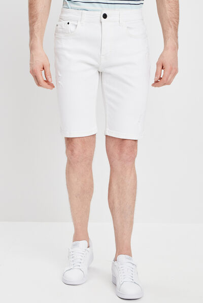 Bermuda straight blanc homme