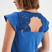 T-shirt épaules et dos macramé bleu roi femme