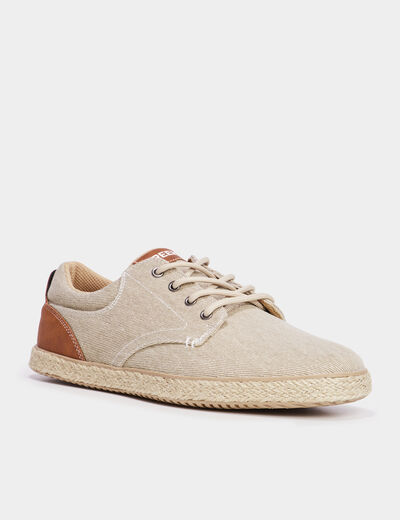 Derbies toile &agrave; lacets Creeks sable homme