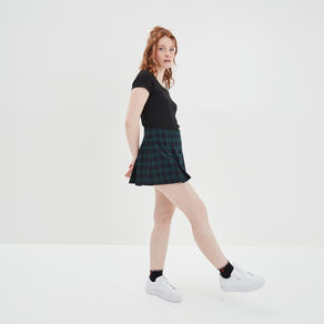 Jupe-short plissée courte bleu marine femme