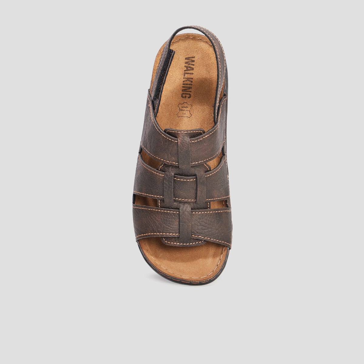 Sandales bride à scratch marron homme