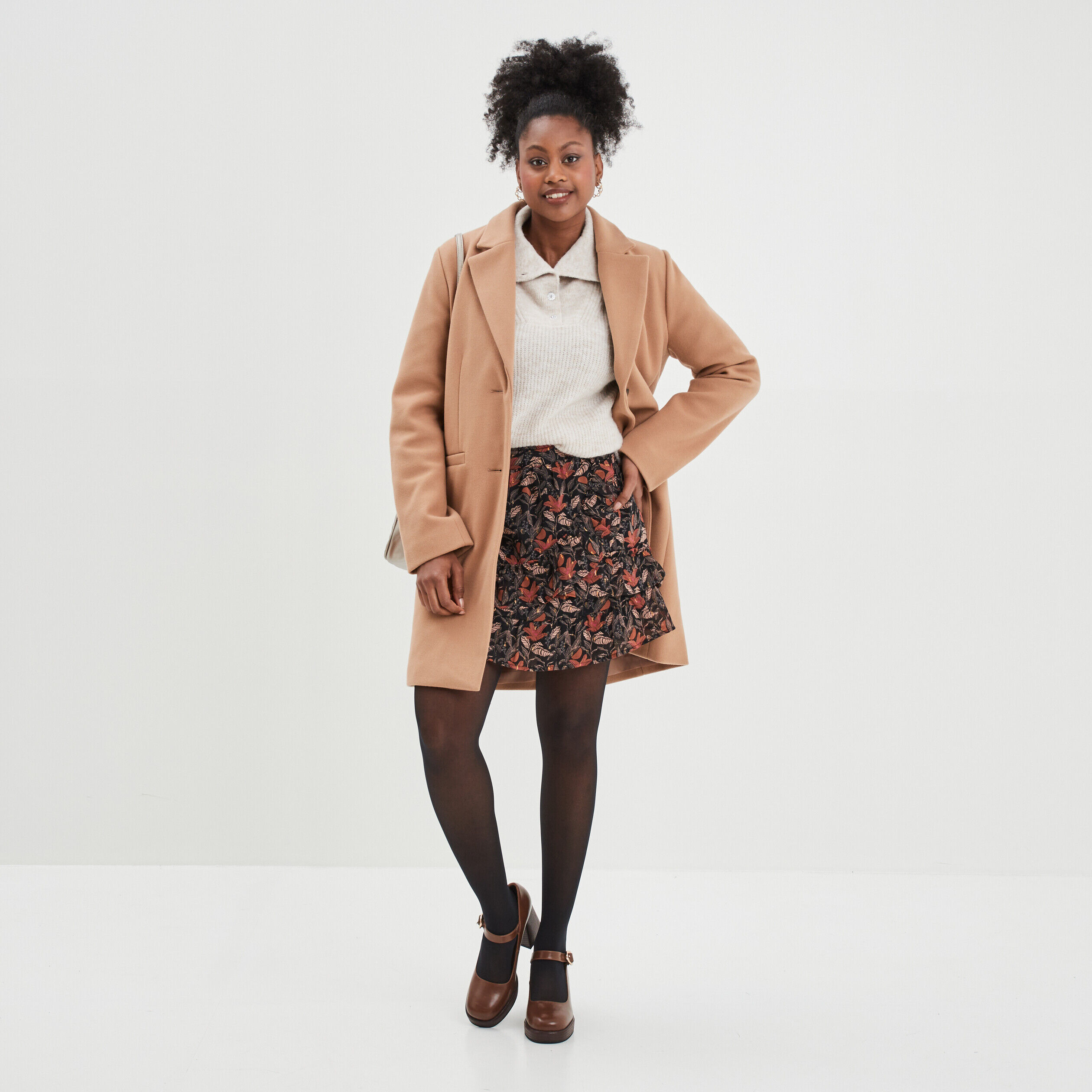Manteau femme marron clair sale