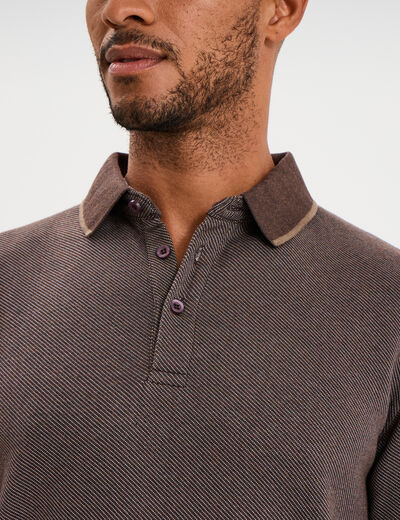 Polo manches longues marron fonc&eacute; homme