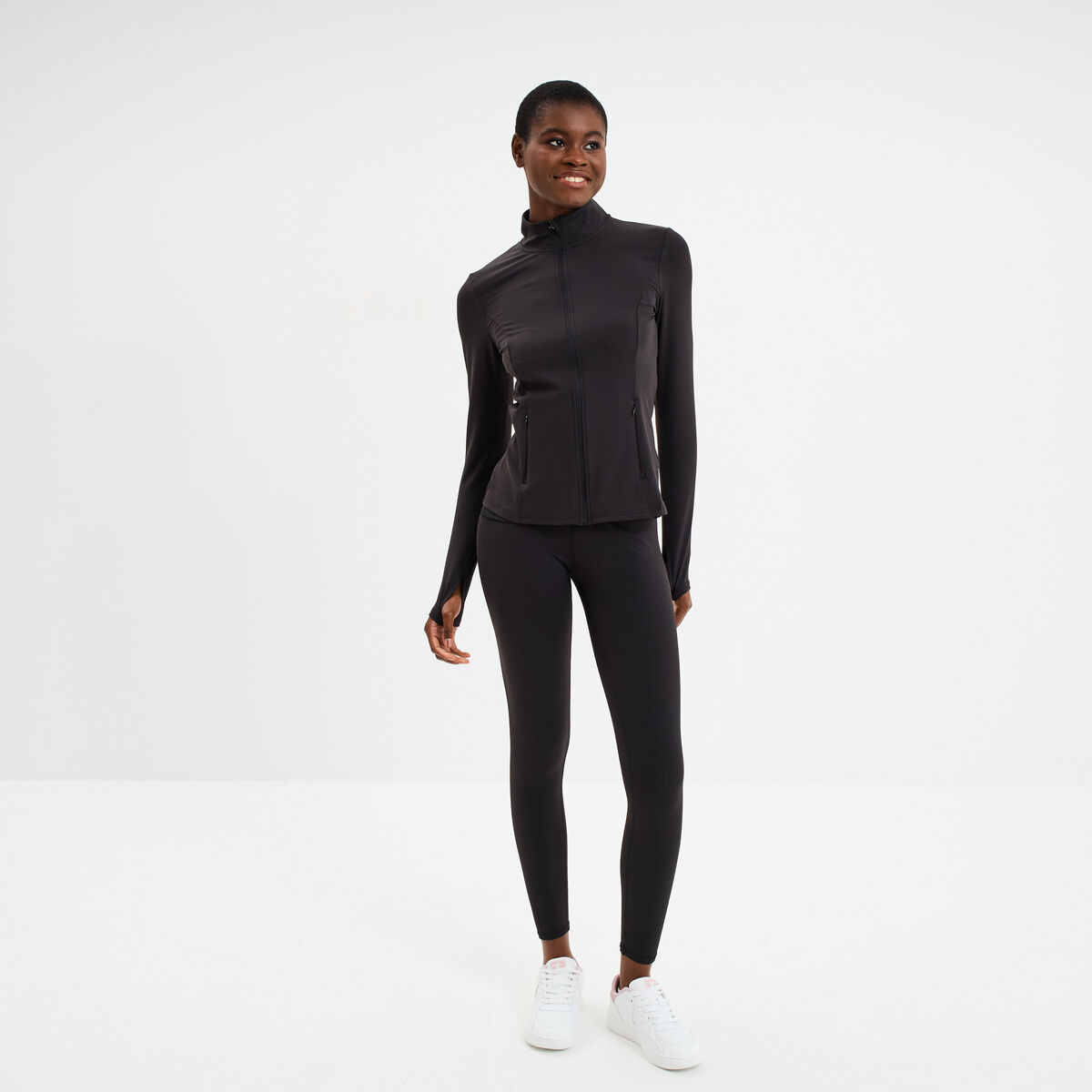 Veste de sport ajust&eacute;e avec fermeture noir femme