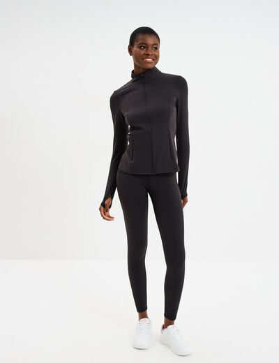 Veste de sport ajust&eacute;e avec fermeture noir femme