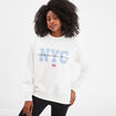 Sweat oversize printé col rond Creeks blanc femme