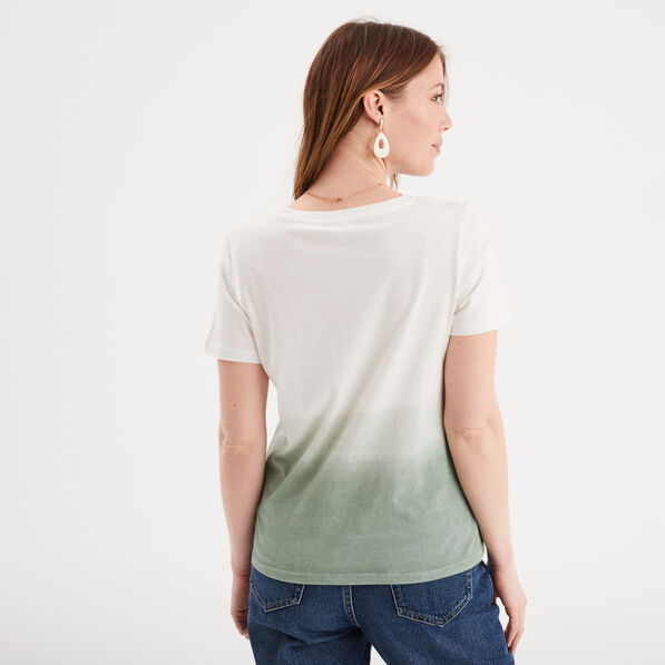 T-shirt manches courtes coton Mickey vert kaki femme