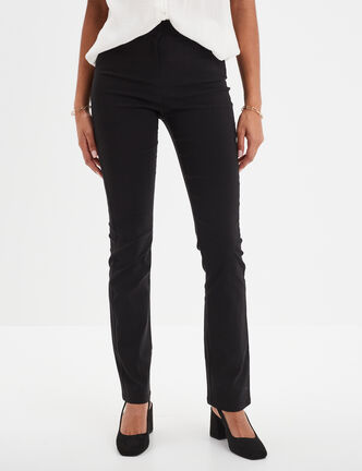 Pantalon droit stretch noir femme