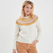 Pull jacquard col rond Creeks blanc femme
