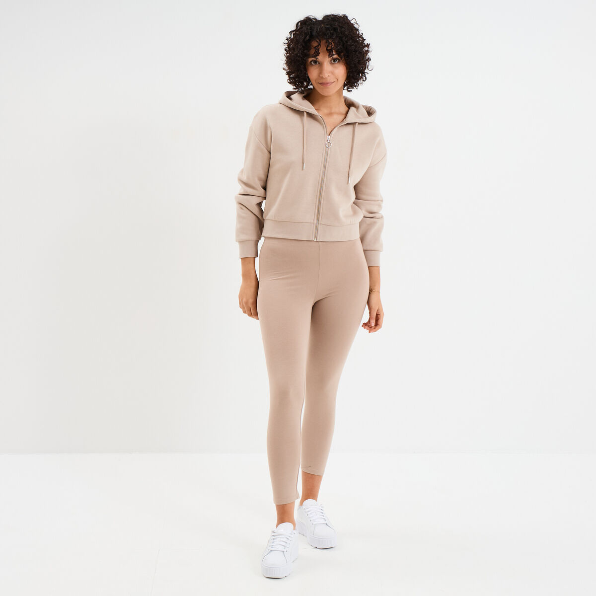 Legging &eacute;lastiqu&eacute; 7/8&egrave;me sable femme