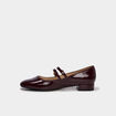 Ballerine femme effet verni double bride bordeaux femme