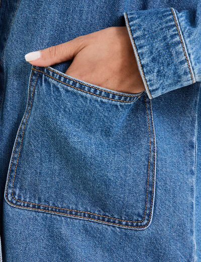 Veste surchemise en jean coton denim stone femme