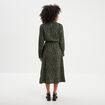 Robe chemise longue nou&eacute;e vert kaki femme