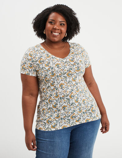 T-shirt manches courtes ecru femme grande taille