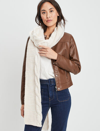 Écharpe avec torsades sable femme