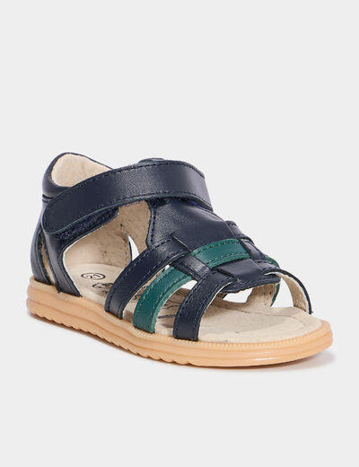 Sandales en cuir bleu marine bébé garçon