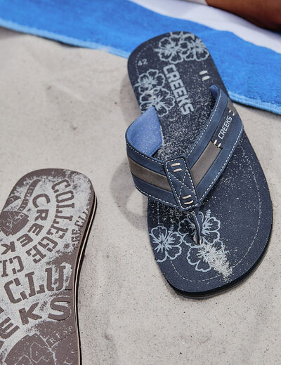 Mules plates bleu marine homme