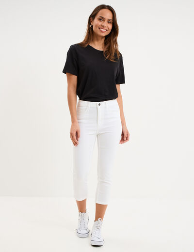 Pantacourt slim twill 5 poches blanc femme