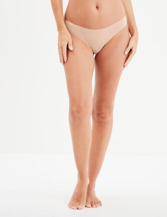Culotte microfibre sans coutures beige femme