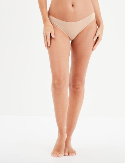 Culotte microfibre sans coutures beige femme