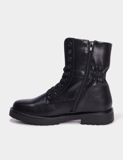Boots élastiquées à lacets noir femme