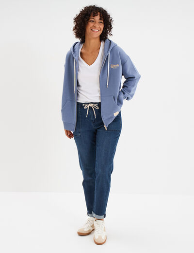 Sweat zippé à capuche Creeks Original bleu gris femme