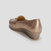 Mocassins en cuir compensés pied large jaune or femme