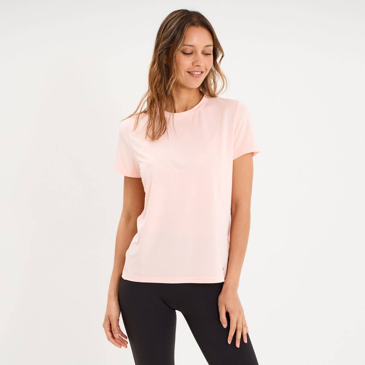 T-shirt de sport droit manches courtes orange fluo femme