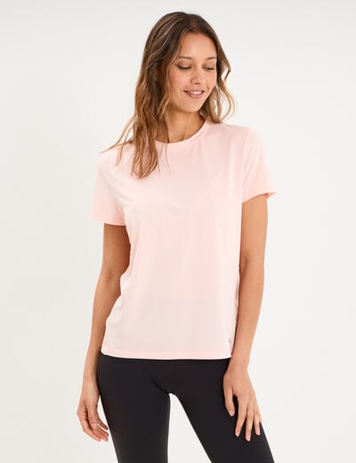 T-shirt de sport droit manches courtes orange fluo femme