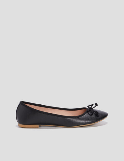 Ballerines plates avec noeuds noir femme
