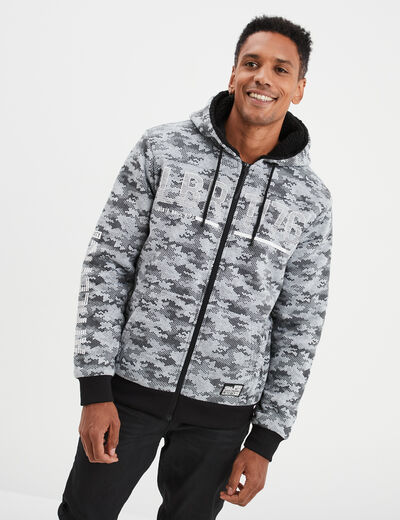 Sweat zippé à capuche Liberto gris homme
