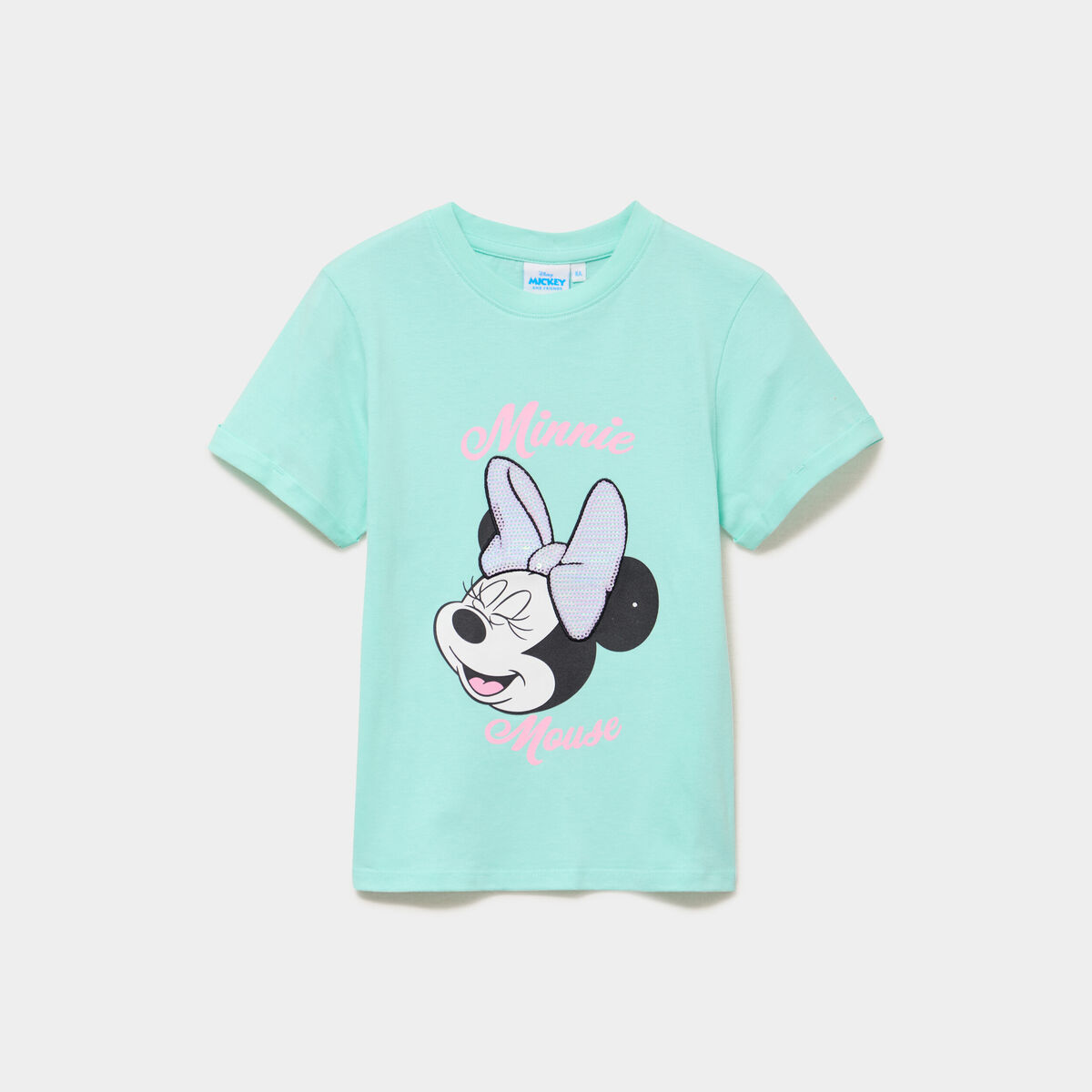 T-shirt coton manches courtes Minnie vert clair fille