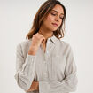 Chemise lin m&eacute;lang&eacute; manches longues blanc femme
