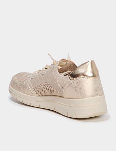Tennis basses &agrave; lacets pied large sable femme