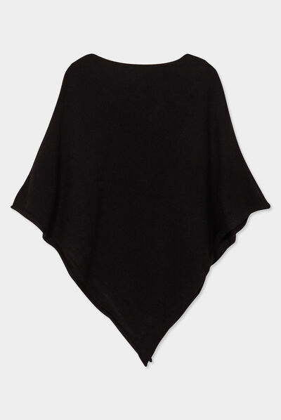 Poncho asymétrique noir femme