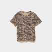 T-shirt coton col rond manches courtes beige moyen femme