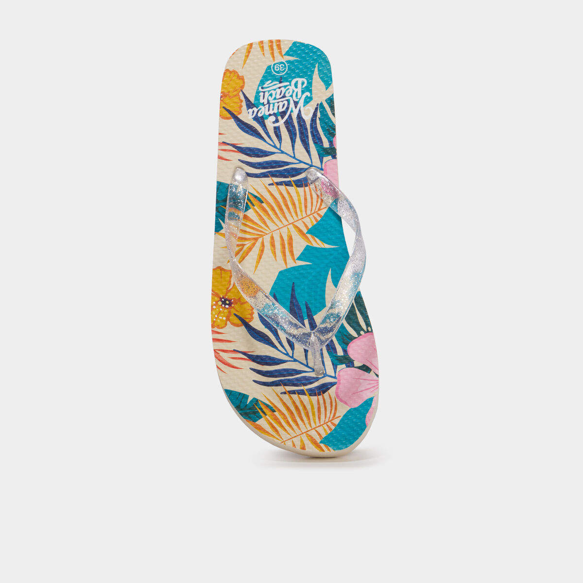 Tongs entredoigts &agrave; paillettes multicolore femme