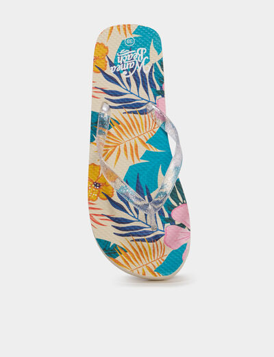 Tongs entredoigts &agrave; paillettes multicolore femme
