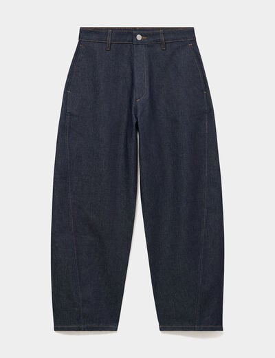 Jean barrel taille haute denim brut femme