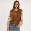 Veste sans manches effet polaire vert kaki femme