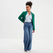 Blouse col polo en popeline bleu ciel femme