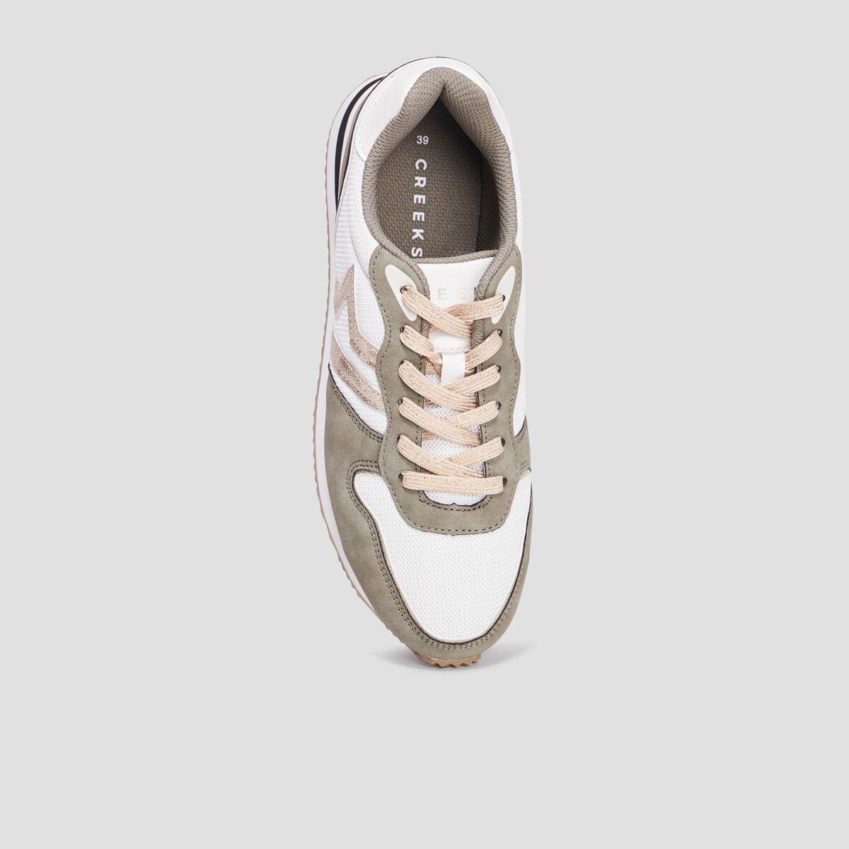 Baskets bi-mati&egrave;re &agrave; lacets Creeks vert kaki femme